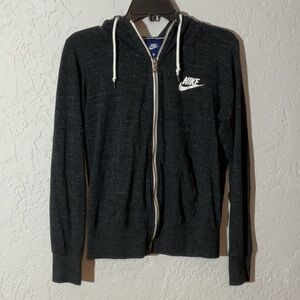 Women’s Nike Dark Heather Gray Zip Up Hooded Jacket with Pockets Size Medium